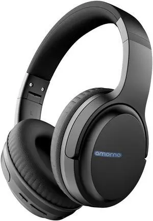 AMORNO Bluetooth Headphones Over Ear, 68 Hours Playtime Wireless Headphones with Mic, Foldable Adjustable Lightweight HiFi Stereo Headset for Cellphone/PC/Work/Travel/Home/Office (Black)