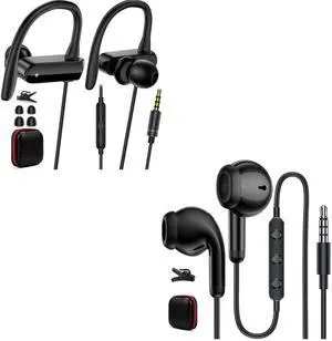Wired Earbuds 3.5mm+Over Ear Earbuds Wired for Laptop Computer,Plug in Headphones for iPhone for Samsung for Chromebook MP3 Switch