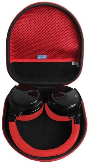 Anleo Hard Travel Case for Silensys E7 / PurelySound E7 / MOVSSOU E7 / COWIN E7 / Tapela E7 / Audonia E7 Active Noise Cancelling Bluetooth Headphones (Black+Red)