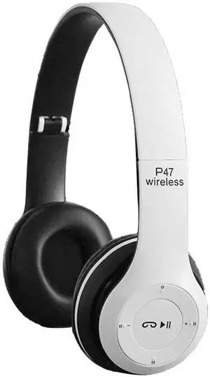 ASHATA for Bluetooth Headphones Over Ear, Foldable Stereo Headset, Sports Headphone Multifunction Deep Bass Noise Reduction for Home Office Travel (White)