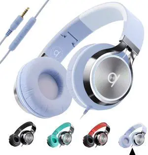 ARTIX CL750 On-Ear Headphones Wired with Mic and Volume Control -- Noise Isolating Corded Over Ear Headphones with Microphone for Laptop and Computer, Plug in Headset with Cord (Aux Jack 3.5mm)