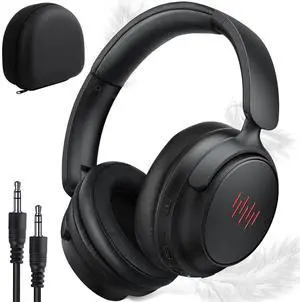 ANC Wireless Headphones with Case, Active Noise Canceling Over Ear Bluetooth Headset with Mic, Deep Bass Foldable Lightweight Cordless Headphones for iPhone 16 Pro Max Galaxy S25 Travel Home Office TV
