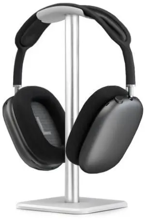 Headphone Stand, Rounded Corner Anti Slip Headset Stand, Base TPU Tray Sturdy Metal Bar Headset Holder for Home Gaming Office Small and Portable, Easy to Install (White)