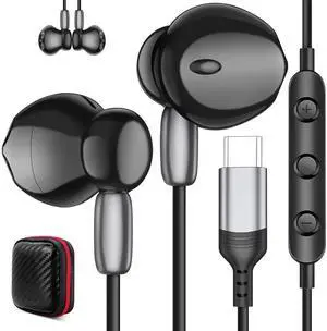 Wired Earbuds for iPhone 16 15 Pro Max Plus iPad, USB C Headphones Noise Isolating with Mic Stereo Magnetic Android Type-C Earphone for Samsung Galaxy S25 Ultra S24 S23 Fe S22 A35 Flip Pixel 9 XL 8 7