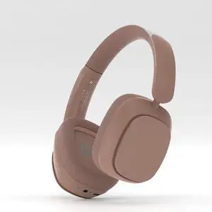 Hybrid Active Noise Cancelling Headphones, Wireless Bluetooth Over Ear Headphones, 130H Playtime, Hi-Res Audio, Deep Bass, Foldable Overhead Headset Comfort for Home Office Travel (Pink Brown)