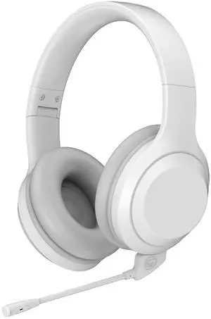 BAMINI Study Bluetooth 5.3/Wired Headphones - Clear Real-Time Audio Monitoring, 85/94 dB Volume Control, Dual Microphones, 500mAh Battery - Perfect for Online Learning and Travel White