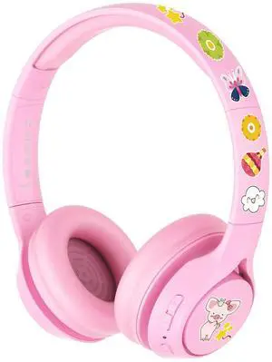 BAMINI Youth & Kids Headphones Safe, Audio for Learning, Travel, and Everyday Use (Topone-Pink)