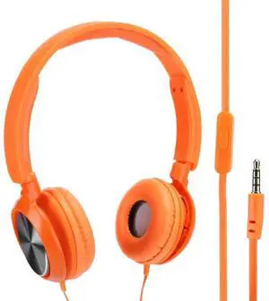 Beufee Kids Headphones, 3.5mm Over Ear Headphones Wired Gaming Headset Noise Cancelling Headphones Handsfree Earpiece for Boys and Girls(Orange)