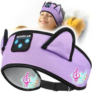 Boodlab Kids Headphones Headband Wireless, Kids Bluetooth Headband, Baby Headphones with Thin Speakers & Wired Playback 3.5 MM Jack, Perfect Toddlers & Children's Earphones for Home, School & Travel