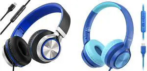 Bywulanda USB C Headphones with Mic and Volume Control, Over Ear Stereo Headsets for iPhone 15 16 Pro & Type C Kids Headphone, Safe Volume Limiter 85/94dB, Foldable Wired Headphones for Boys/Girls/Sch