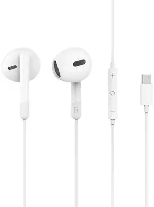 CELULARTE Type-C In-Ear Wired Headphones - U-Volt HiFi Sound, Built-in Microphone and Volume Control, Noise Cancelling, Ergonomic Design, Compatible with iPhone 16 15,Galaxy,Pixel (White)