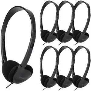 CNSZSLZ Bulk Classroom Headphones 10 Pack for Students Kids School Wholesale Headphones Class Set 3.5mm Jack for Chromebook Laptop PC Computer (Black)
