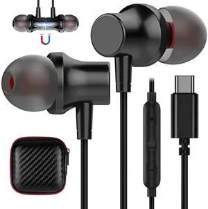 USB C Headphone,COOYA Type C Wired Earbuds Magnetic Bass Noise Canceling In-Ear Earphones+Mic for iPhone 16 15 Pro Max 16e iPad 10 Pixel 9 8 for Samsung Galaxy S25 Ultra S24 S23 A16 A56 for OnePlus 13
