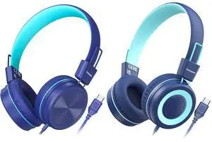 Cowyawn USB Type C Kids Headphones for School, Wired Toddler Headphones, 94dB Volume Limited, HD Stereo Sound, Foldable Lightweight On-Ear Wired Headphones for Kids/Children/Teens/Boys