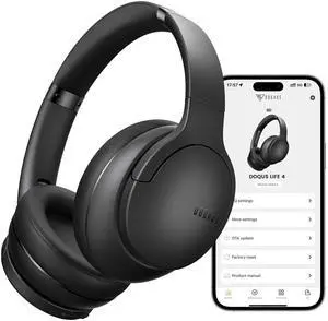 DOQAUS Over Ear Bluetooth Headphones Wireless, 90H Playtime, BT 5.4, 9 EQ Modes, HiFi Deep Bass, Movie & Sleep Mode, White Noises w/App Control, Memory Foam Cups for Travel, Gym, Workout, PC, Phone