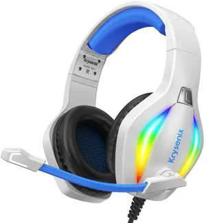 Krysenix PG1 Gaming Headset with Microphone for PS4, PS5, PC, Switch, Xbox, Gaming Headphones with RGB Light, Computer Headset with Mic & 3.5mm Jack