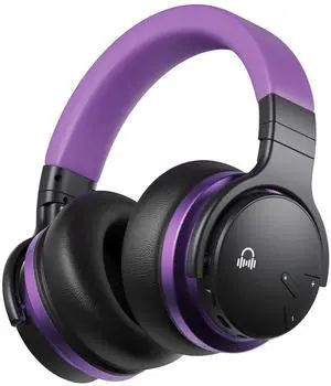 JOSANG E7 Active Noise Cancelling Over Ear Wireless Headphones with Microphone, Deep Bass, Comfortable Protein Earpads, 30H Playtime for Travel/Work, Purple