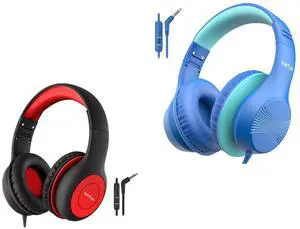 EarFun K1 Kids Headphones Wired with Microphone, 85/94dB Volume Limit Portable Headphones with Shareport K3 Kids Headphones, Over Ear Headphones with Microphones