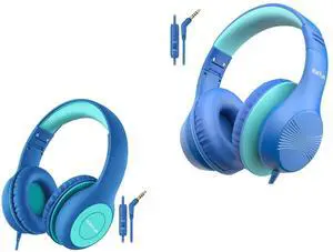 EarFun K1 Kids Headphones Wired with Microphone, Portable Wired Headphones with Shareport K3 Kids Headphones, Over Ear Headphones with Microphones, 85/94dB Safe Volume Limit