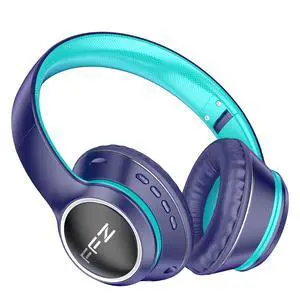 FFZ Kids Bluetooth Headphones, Wireless for School, Built-in Mic, LED Lights, Foldable for Ipad/Tablet/Car/Airplane (Navy Blue)