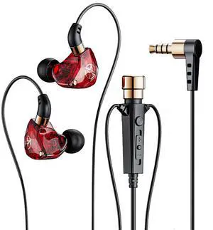 FEDAI KT-02 Wired Headphone,3-Meter Long Noise Cancelling Earphones with Mic Dynamic HD,More Convenient and Comfortable Headsets for Live Singing Recording,Karaoke, Live Video Streaming(Red 3M)