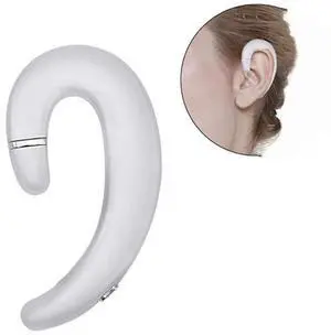 Sunffice Ear Hook BT Wireless Headphone,Non Ear Plug Headset with Microphone,Single Ear Noise Cancelling Earphones Painless Wearing for Android Smartphones,iPhone14 13 12 11 X 8(Silver)