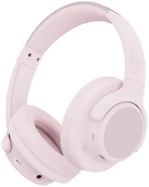 FLAMING SKOUL N30S - Adaptive Noise Cancelling with Smart Ambient Wireless Over Ear Headphones, Bluetooth, Up to 70H Battery Life with Speed Charge, Foldable Design, Support App (Pink - Skull)