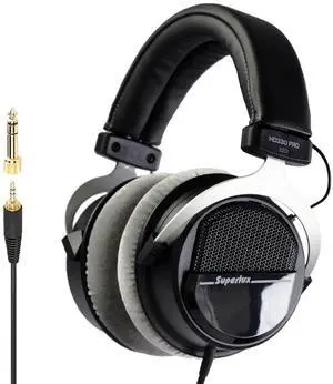 Superlux HD 330PRO, 32 ohms, Over-Ear Headphones, Professional Semi-Open Wired Headphones with 40mm Neodymium Drivers and Solid Bass, 3.5/6.3mm Jack Adapter for Smartphone, Tablets, Laptops, Computer