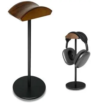G GVOEARS Headphone Stand for Desk - Headset Holder with aluminum alloy support rod, gaming headset stand with wooden support plate