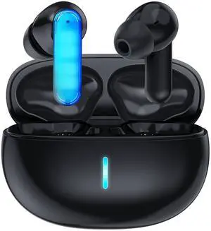 HAPPYAUDIO J2 Bluetooth 5.4 Wireless Smart Touch Equipped with 6 ENC Microphone Noise Cancellation HiFi Stereo Sound Suitable for Mobile Phones Watches Laptops Tablets and Other Devices (Black)