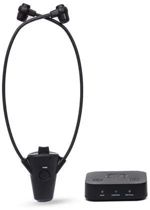 HearSound Gold - Digital Wireless Headset System for TV with Earbuds - Ideal for Seniors or Hearing Impaired - All TVs Compatible, No line of Sight Required, 100 ft. Range, Rechargeable 12hr Battery
