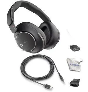 Poly Voyager Surround 80 UC MS Teams USB-C Bluetooth Boomless Noise-Canceling Wireless Over-Ear Headset - Open Office Certified with GTW Microfiber Cloth - Compatible with Smartphones, Tablets, PC/MAC
