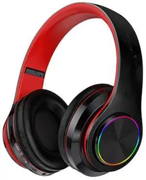 iChenovo 2022 Wireless Bluetooth Headphones,Colorful LED Lights Comfort Over Ear Foldable Headset with Built-in Microphone,FM,SD Card Slot,Wired for School/Tablet Computer/PC/TV/Cellphones/Travel