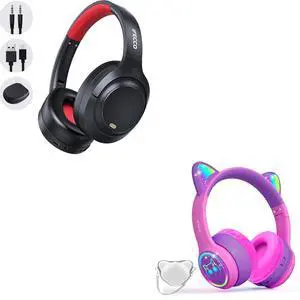 I love e iFecco Active Noise Cancelling Headphones Bluetooth and Wireless Kids Headphones with Microphone
