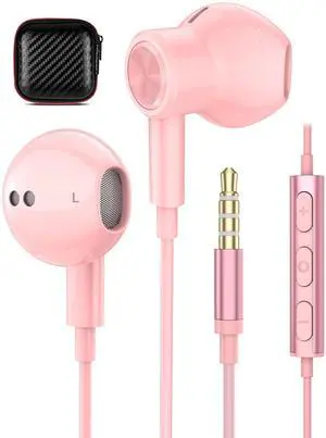 iMangoo Wired Headphones for Airplane Travel Essentials Pink