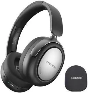 ILOCKZONE LC40 Hybrid Active Noise Cancelling Headphones Over Ear, Bluetooth Headphones with Mic, HiFi Audio Wireless Headset with 100H Playtime