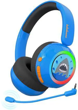 JBUNION Kids Wireless Headphones with LED Lights, Bluetooth Kids Headphones with Detachable Mic, 75/85/94dB Volume Limited, Stereo Sound, Teens Boys Headset for School/Travel/iPad/Airplane