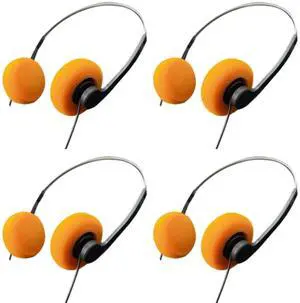 4Pcs Orange Retro Over-Ear Headphone,Vintage Feelings Underwire Headphone,Retro Lightweight Earphones,Hi-Fi Stereo Earphone Headset,for Most Mobile Phones Playback Pevices Headphones Earbud