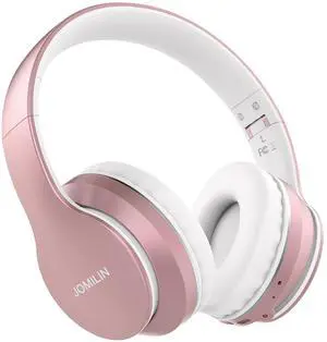 JOMILIN B9 Bluetooth Headphones Over-Ear, 3 EQ Music Modes and 50H Playtime Wireless Headphones with Mic, Hi-fi Stereo Lightweight Folding Headset, Volume Control for Travel Tablet PC (Rose Gold)