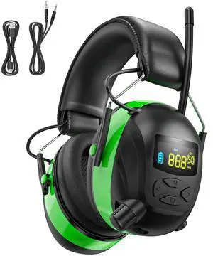 Kalence Radio Headphones + Bluetooth 5.4 Hearing Protection, Green+Black