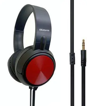 KKstorm Foldable Headphones for Kids: Classroom Headphones Bulk for Kids Wired Headphones Over The Ear Headphones for Kids (906B Red no mic 1 PCAK)
