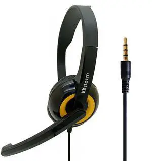 KKstorm Chat Headphones: 3.5mm Headphones Kids Headphones for Kids Boys Quality Durable Headphones with Microphone for School Headphones with Microphone (510B Yellow 1 PCAK)
