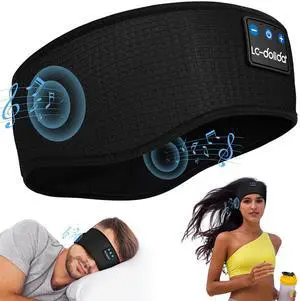 LC-dolida Sleep Headphones Bluetooth, Wireless Band Sleep Headphones Sleep with Thin HD Stereo Speakers Music Perfect for Side Sleepers, Sport,Travel Best Gifts for Men Women