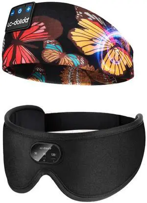 LC-dolida Sleep Headphones Headband Bluetooth 5.4, Sports Headband Earphones Wireless,Bluetooth Sleep Mask with White Noise