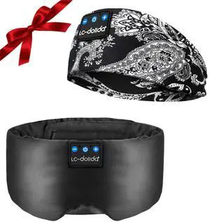 LC-dolida Sleep Headphones Bluetooth,Luxurious Silk Soft Sleep Mask, Sleep Headphones with Bluetooth 5.4 for Side Sleeper