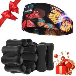 LC-dolida Sleep Headphones Bluetooth 5.2 Headband Earphones Wireless Wrist Weights, Ankle Weights for Women Men