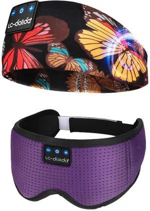 LC-dolida Sleep Headphones Headband Bluetooth 5.4,Sleep Headphones,Ideal for Travel,Night Work,Napping,Side Sleeping and Office Use for Bot