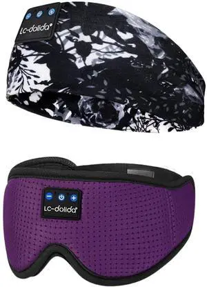 LC-dolida Sleep Headphones Bluetooth 5.4,Wireless Bluetooth Sleep Mask,Sleep Headphones