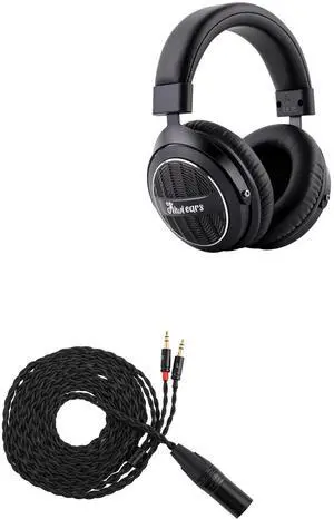 Linsoul Kiwikiwi Ears Ellipse Over Ear Headphone, Studio-Grade Dynamic Driver Headphones + Tripowin Nova Monitor Headphone Cable, Over-Ear Headphone Wired
