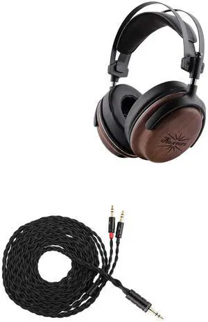 Linsoul Kiwi Ears Atheia Wired Over Ear Headphones, Dynamic + Planar Magnetic Dual Driver Headphones + Tripowin Nova Monitor Headphone Cable, Over-Ear Headphone Wire(3.5mm, Black)